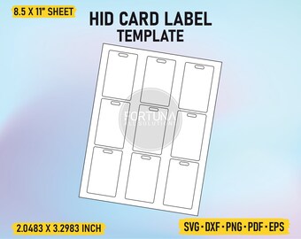 2.0483 x 3.2983 Inch HID Card Labels Template SVG Cut File Vector Cricut Png Dxf Eps PDF