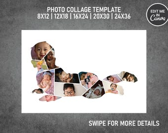 Babyfotocollage pdf-canvasjabloon | Herdenkingscollage 8 x 12, 12 x 18, 16 x 24, 20 x 30, 24 x 36 inch