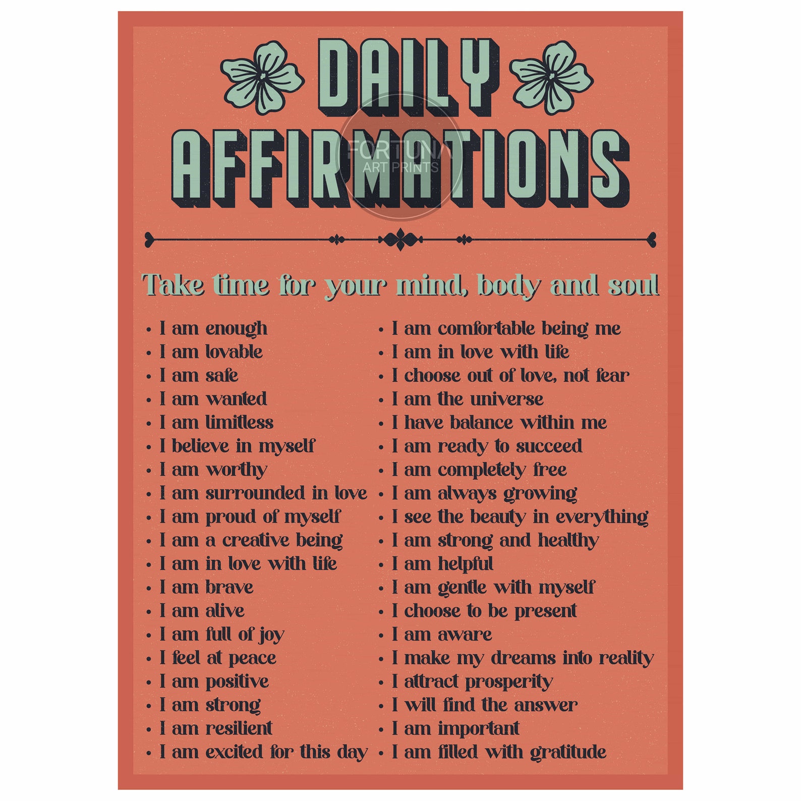 Retro Classic Vintage Printable Art Wall Decor Positive Affirmations ...