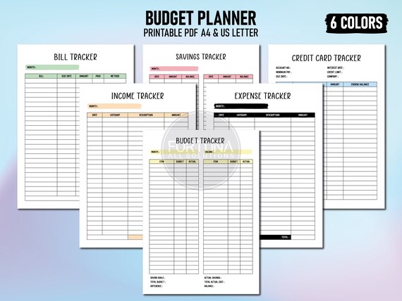 Budget Tracker Printable PDF Digital Planner Income Expense | Etsy