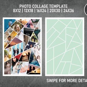 Photo Collage Template for 25 Photos | Memorial Collage | Funeral Collage | Graduation Poster | 8x12, 12x18, 16x24, 20x30, 24x36 | Style G