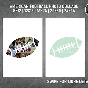 Modello di collage fotografico sportivo di rugby football americano Canva PDF / Collage commemorativo 8x12, 12x18, 16x24, 20x30, 24x36 Inc