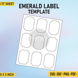 2.125 x 3 Inch Decorative Emerald Liquor Bottle Label Template SVG Cut File Vector Cricut Png Dxf Eps PDF