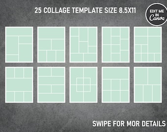 25 Image Collage / Pic Collage / Photo Collage Template PDF 8.5x11 Inch | Canva