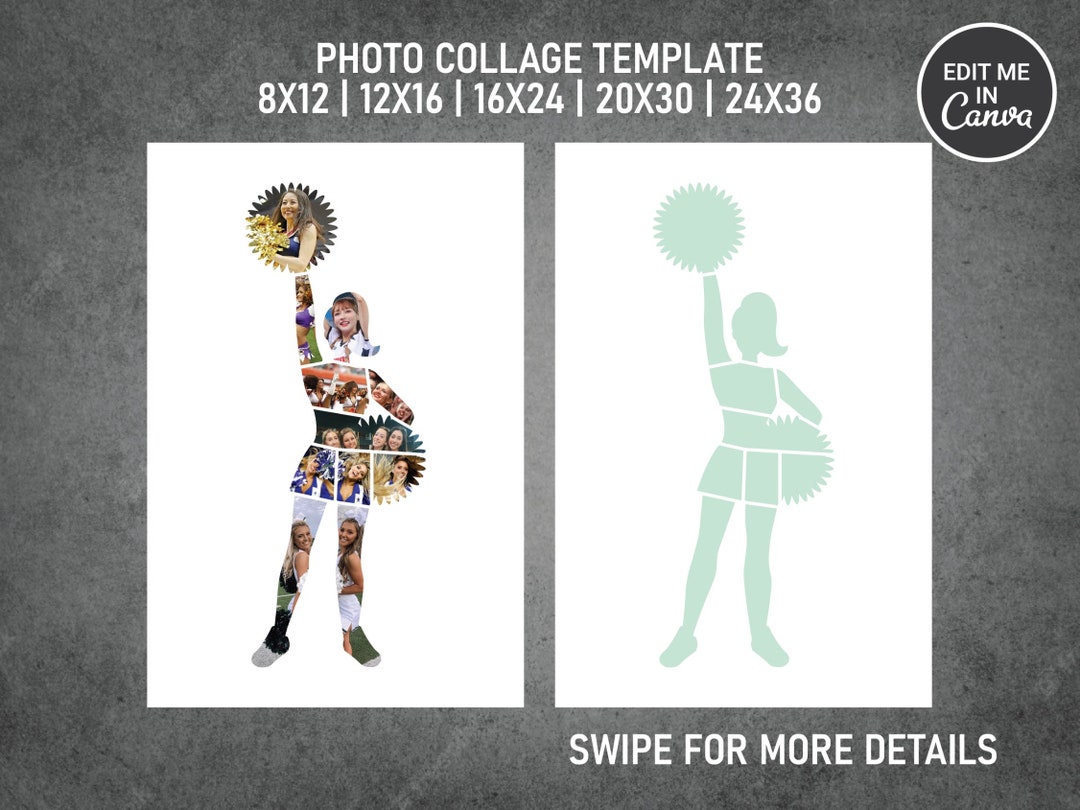 Cheer Portrait Collage Cheerleader Cheerleading Sport Photo Collage Template Canva PDF | 8x12 ...