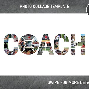Baseball Coach Photo Collage Template Canva PDF | Memorial Collage 8x12, 12x18, 16x24, 20x30, 24x36