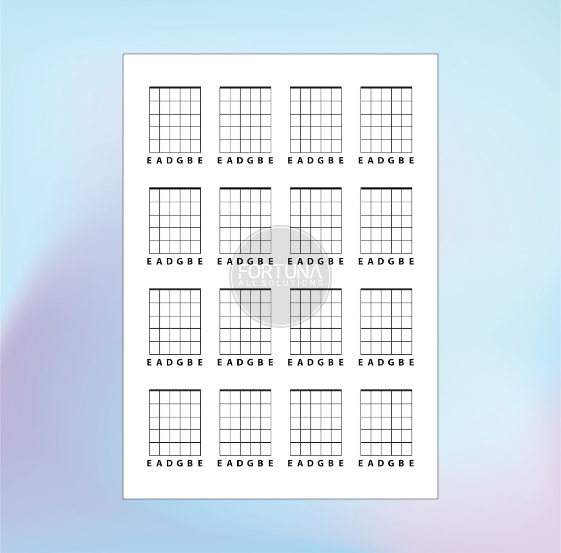 Blank Printable Guitar Chord Charts Diagram Sheet 6 String PDF Etsy