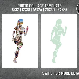 Girl Runner Photo Collage / Pic Collage / Image Collage Template PDF | 8x12, 12x18, 16x24, 20x30, 24x36 Inch | Canva