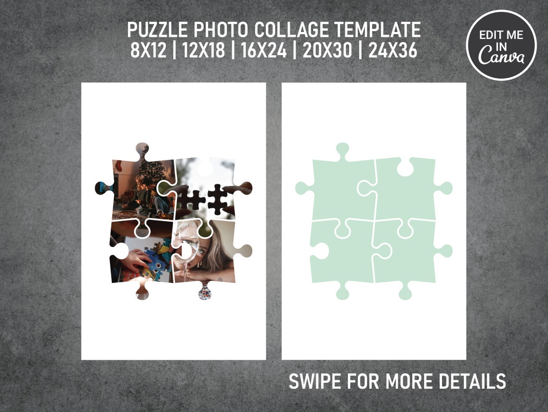 Jigsaw Puzzles Photo Collage Template Canva PDF Memorial Collage 8x12
