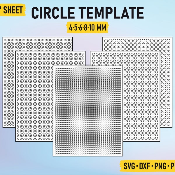 Circle Label Template 4MM | 5MM | 6MM | 8MM | 10MM SVG Cut File Vector Cricut Silhouette Cameo Clipart Png Dxf Eps PDF