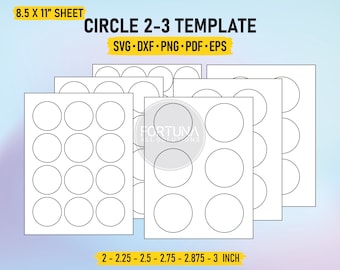 Round Circle Label 2 Inch | 2.25 Inch | 2.5 Inch | 2.75 Inch | 2.875 Inch | 3 Inch Label Template SVG Cut File Vector Cricut Png Dxf Eps