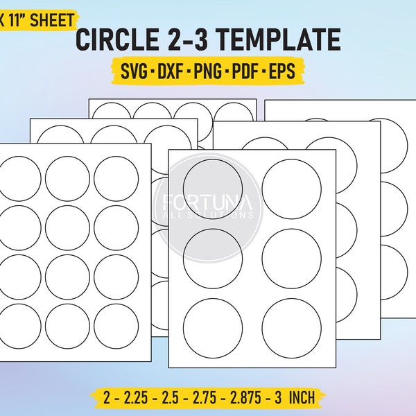 Round Circle Label 2 Inch | 2.25 Inch | 2.5 Inch | 2.75 Inch | 2.875 Inch | 3 Inch Label Template SVG Cut File Vector Cricut Png Dxf Eps