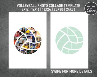 Volleyball Sport Photo Collage Template Canva PDF | Memorial Collage 8x12, 12x18, 16x24, 20x30, 24x36 Inch