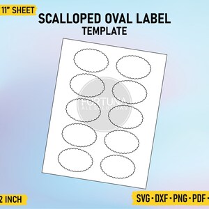 Scalloped Oval Label Template SVG Cut File Vector Cricut Png Dxf Eps PDF
