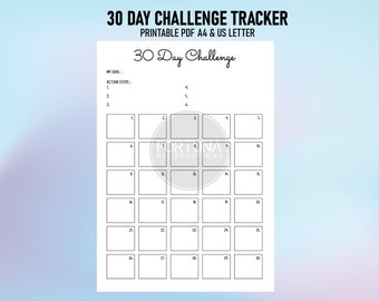 30 Day Challenge Tracker | A4 A5 Printable - Etsy New Zealand