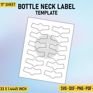 Wine Beer Bottle Neck Label Template SVG Cut File Vector Cricut Png Dxf Eps PDF