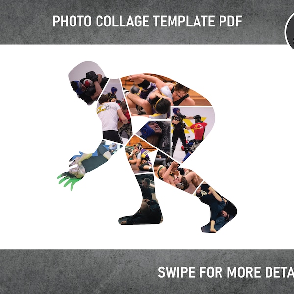 Wrestling Wrestler Photo Collage Template Canva PDF | Memorial Collage 8x12, 12x18, 16x24, 20x30, 24x36