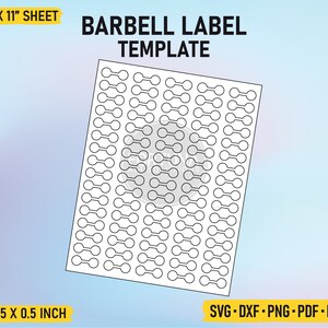 1.375 x 0.5 Inch Barbell Label Template SVG Cut File Vector Cricut Png Dxf Eps PDF