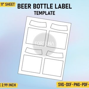 Beer Bottle Label Template 3.5 x 2.99 Inch SVG Cut File Vector Cricut Png Dxf Eps PDF