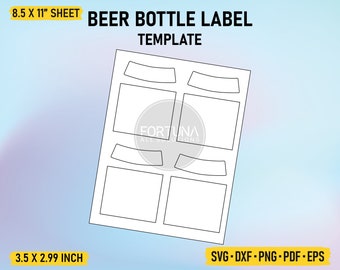 Beer Bottle Label Template 3.5 x 2.99 Inch SVG Cut File Vector Cricut Png Dxf Eps PDF