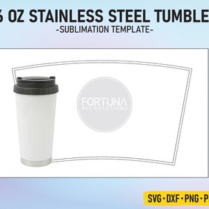 Sublimation Blank Template 16 oz Edelstahl Thermal Tumbler SVG Cut File Vektor Cricut Png Dxf Eps