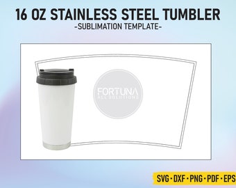 Sublimation Blank Template 16 oz Stainless Steel Thermal Tumbler SVG Cut File Vector Cricut Png Dxf Eps