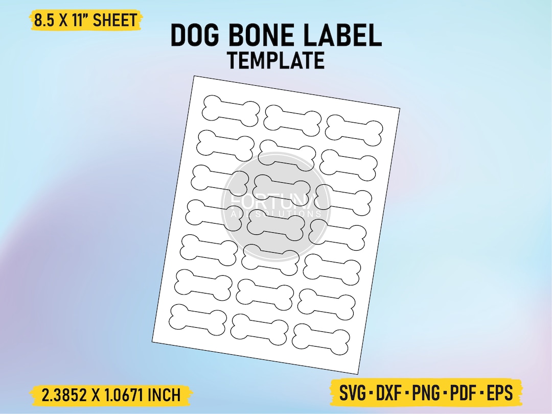 Dog Bone Label Template 2.3852 X 1.0671 Inch SVG Cut File - Etsy