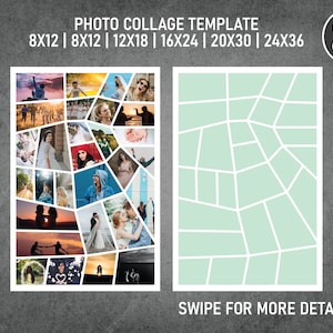 Photo Collage Template for 29 Photos | Memorial Collage | Funeral Collage | Graduation Poster | 8x12, 12x18, 16x24, 20x30, 24x36 | Style 10