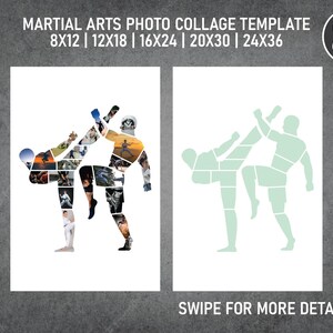 Martial Arts Fight Photo Collage Template Canva PDF | Memorial Collage 8x12, 12x18, 16x24, 20x30, 24x36 Inch