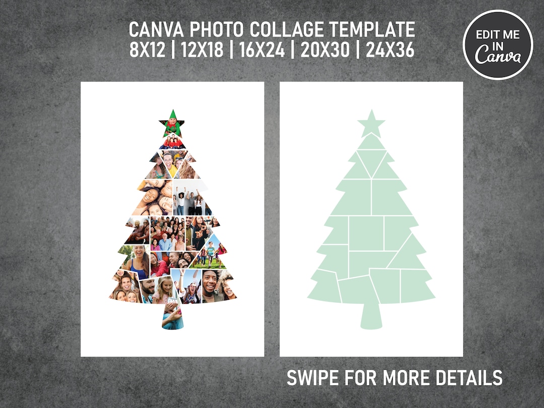 Christmas Tree Photo Collage Template Canva PDF Memorial Collage 8x12
