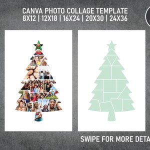 Weihnachtsbaum Foto Collage Vorlage Canva PDF | Erinnerungscollage 20x12, 12x18, 16x24, 20x30, 24x36 Inch