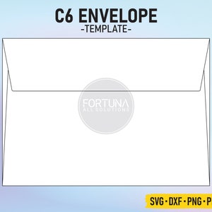 C6 封筒テンプレート SVG カットファイル ベクター Cricut PNG Dxf EPS PDF
