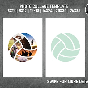 Volleyball Sport Photo Collage Template Canva PDF | Memorial Collage 8x12, 12x18, 16x24, 20x30, 24x36 Inch