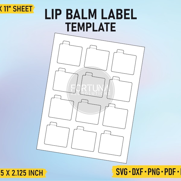 Tamper Evident Tab Perforated Lip Balm Tube Label Template SVG Cut File Vektor Cricut Png Dxf Eps PDF