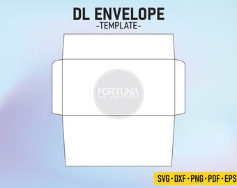DL Envelope Template SVG Cut File Vector Cricut Png Dxf Eps
