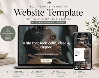 Plantilla web de Squarespace para coaches | Diseño web minimalista y tranquilo | Plantilla femenina para proveedores de servicios | Fácil de personalizar