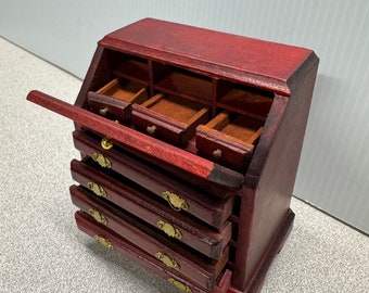 1/12 '' Scale Dollhouse Miniature Mahogany Desk