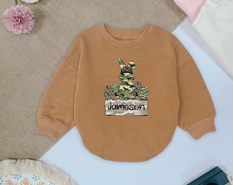 Personalized Camo Easter Baby Romper: Boy's 1st Easter Gift