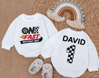 Fast One Pit Crew Baby Romper: Custom 1st Birthday Outfit
