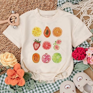 Summer Fruit Baby Bubble Romper: Lemon Strawberry Citrus Clothes