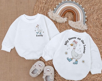 Custom Name Baby Bodysuit: Silly Goose Bubble Romper