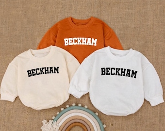 Custom Puff Name Baby Sweatshirt Bodysuit, Personalized Bubble Romper, Baby Shower Gift, Romper Baby Birthday, Baby Christmas Gift Clothes