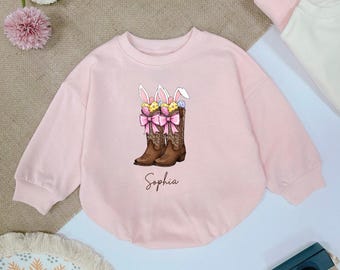 Personalized Easter Baby Romper: Howdy Bunny, First Easter Gift