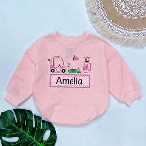 Personalized Baby Girl Golf Romper: Caddy Outfit, Daddy&#39;s Buddy