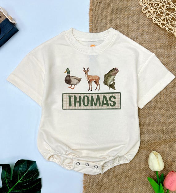 Personalized Mallard Duck Hunting Baby Romper: Boy's Fishing Buddy