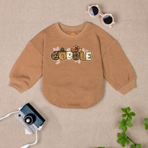 Gobble Turkey Thanksgiving Baby Romper: First Thanksgiving Outfit