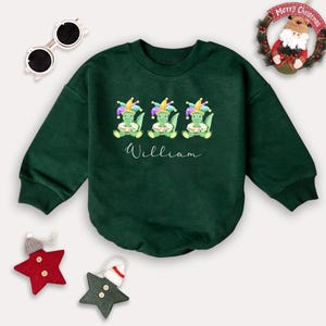 Personalized Mardi Gras Alligator Baby Romper: King Cake Outfit