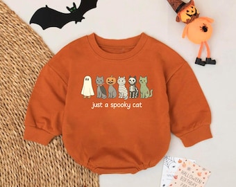 Ghost Cat Baby Romper: Funny Halloween Outfit, Cat Lover Gift