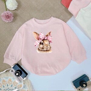 Cute Easter Bunny Baby Romper Sweatshirt, First Easter, Easter Day Baby Gift, Easter Baby Bodysuit, Easter Baby Gift, Baby Shower Gift