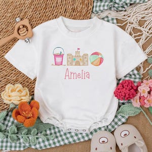 Custom Name Beach Bum Baby Romper, Summer Baby Bodysuit, Summer Baby girl Clothes, Baby Shower Gift, Newborn Clothes, Vacation baby clothes